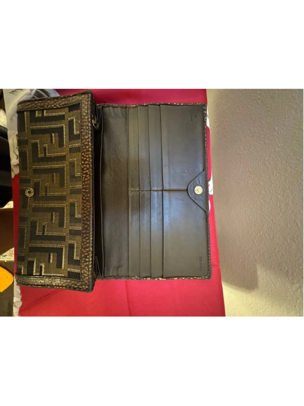 Authentic Fendi Zucca FF Logo Long Wallet Brown Vintage Continental COA
